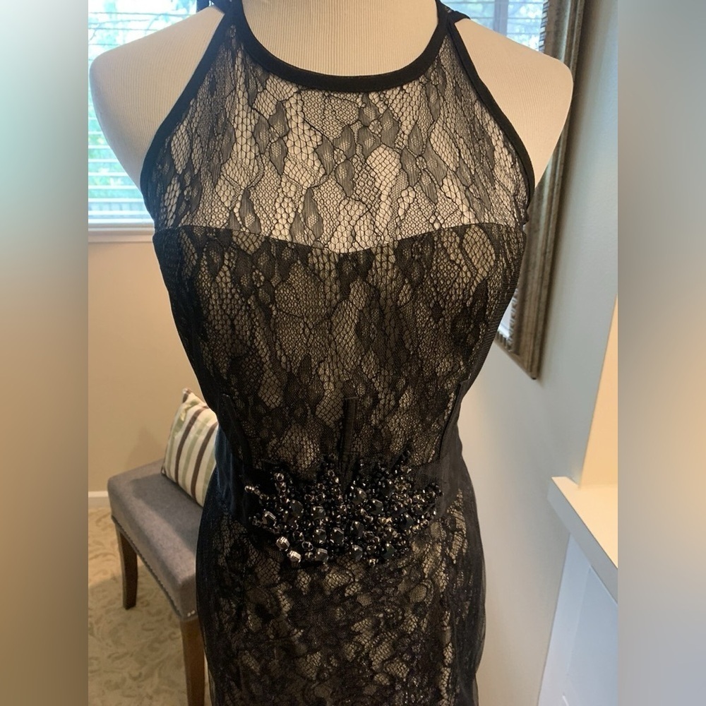 MM Couture Taupe Lace Dress - Picture 5 of 8